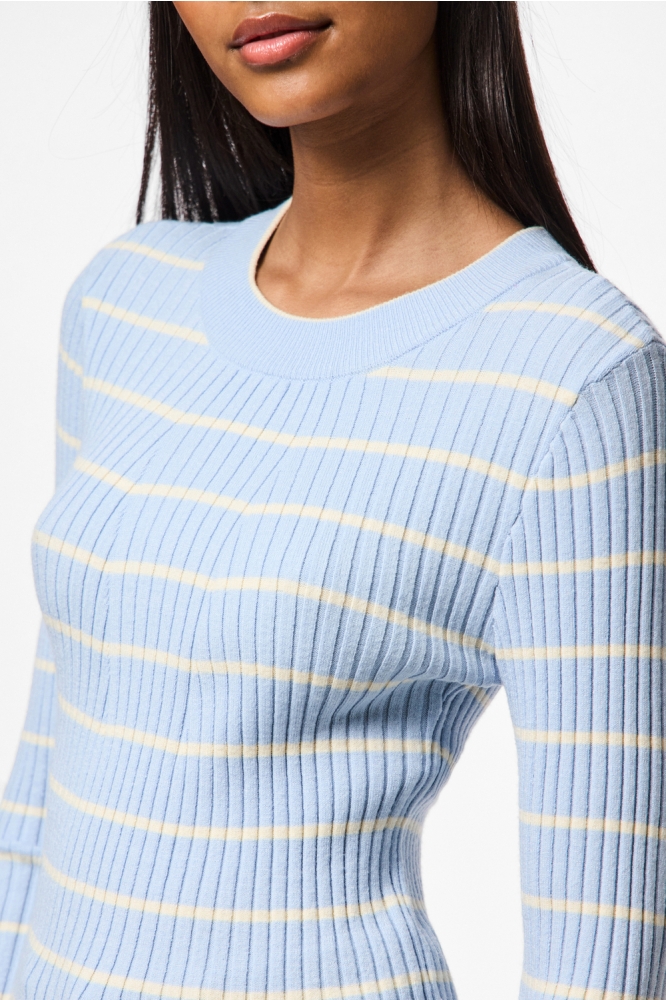 PCCRISTA LS O-NECK KNIT NOOS BC 17115047 CASHMERE BLUE/BIRCH NARR